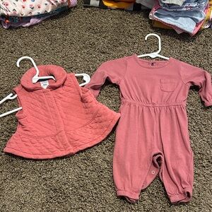 Pink Baby Romper and Vest Set